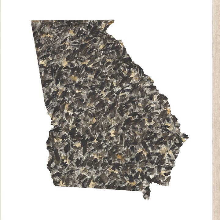 Mapa del estado pintado de Georgia, impresión artística de 8 x 10 pulgadas para venta al por mayor de Turn-of-the-Centuries
