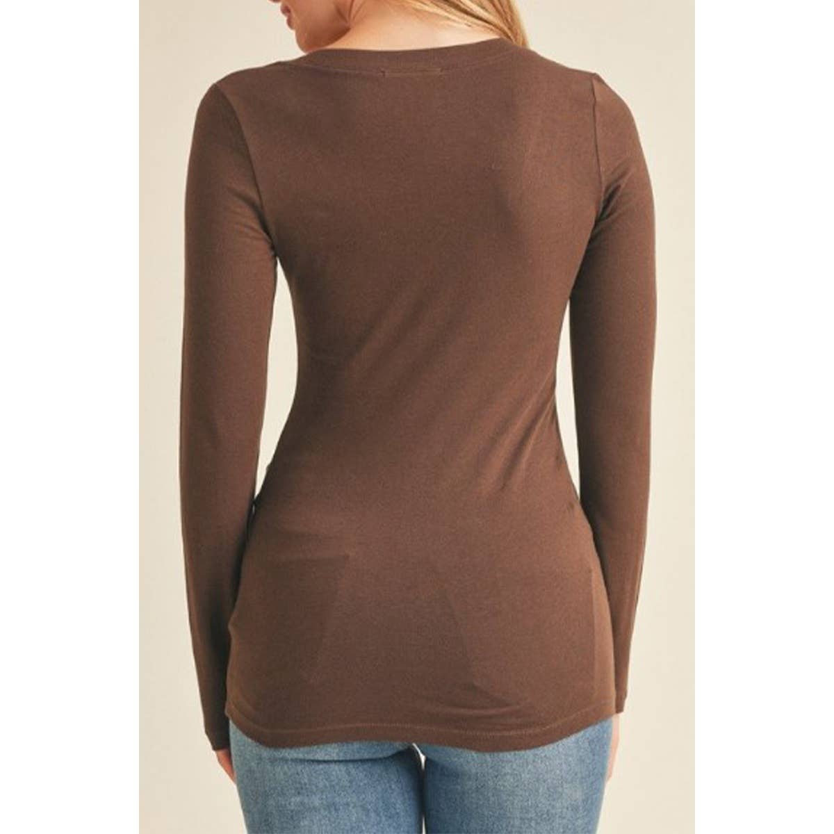 UP CLOTHING - Wholesale T-Shirt - Women's - V NECK LONG SLEEVE BASIC TOP3