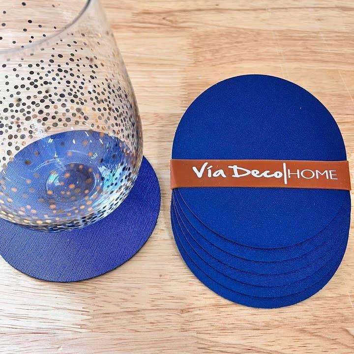 DAVANTI - Wholesale Coasters - Coaster Novotela Shimmer Vinyl Fabric Look & Copper Round