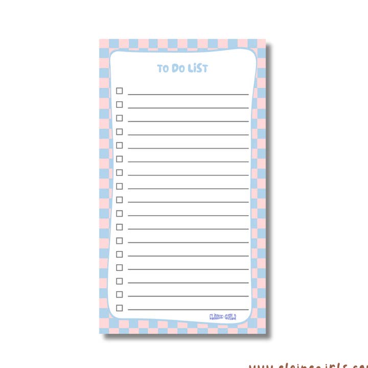 Notepad 4.25 x 7.5 | Checkered Soft Blue Pink for wholesale by Elaine Girls