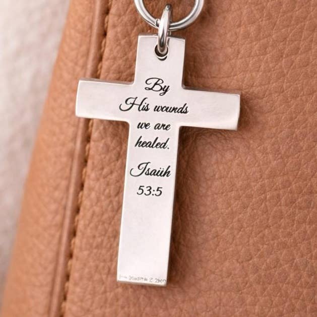 Par Ses Blessures Nous Sommes Guéris Ésaïe 53 5 Croix Pendentif Charmant Écriture Chrétienne Cadeau de Foi pour la vente par JKCE Designs