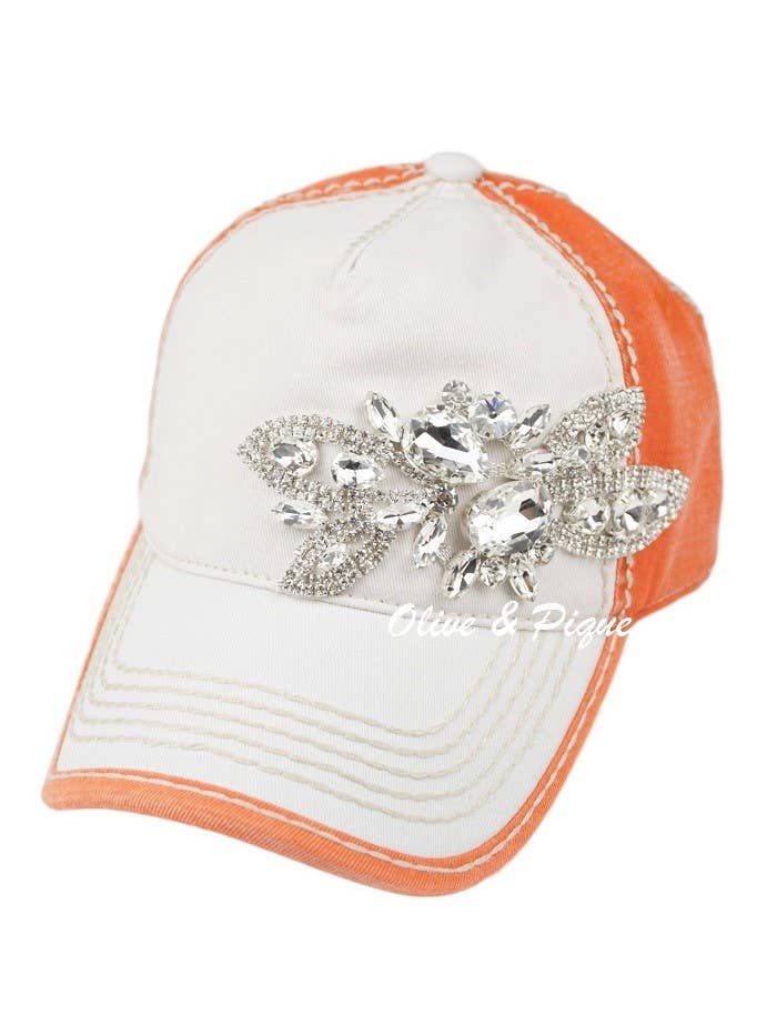 Olive & Pique - Wholesale Baseball Cap - Women's - Bejeweled Glitz Floral Baseball Cap - Adjustable7