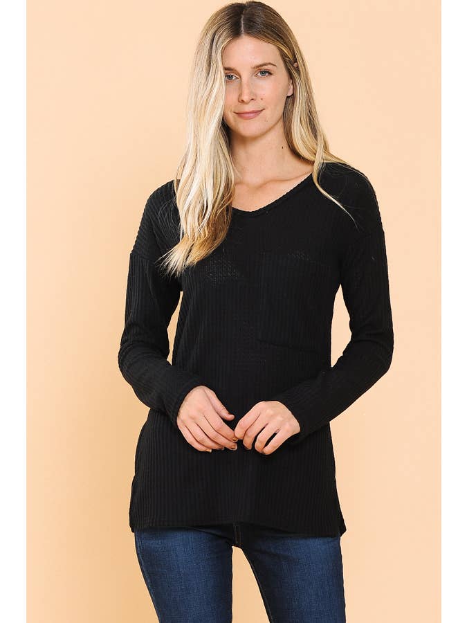 Burgundy Apparel - Wholesale Knit Top - Women's - BASIC KNIT V-NECK LONG SLEEVE TOP13