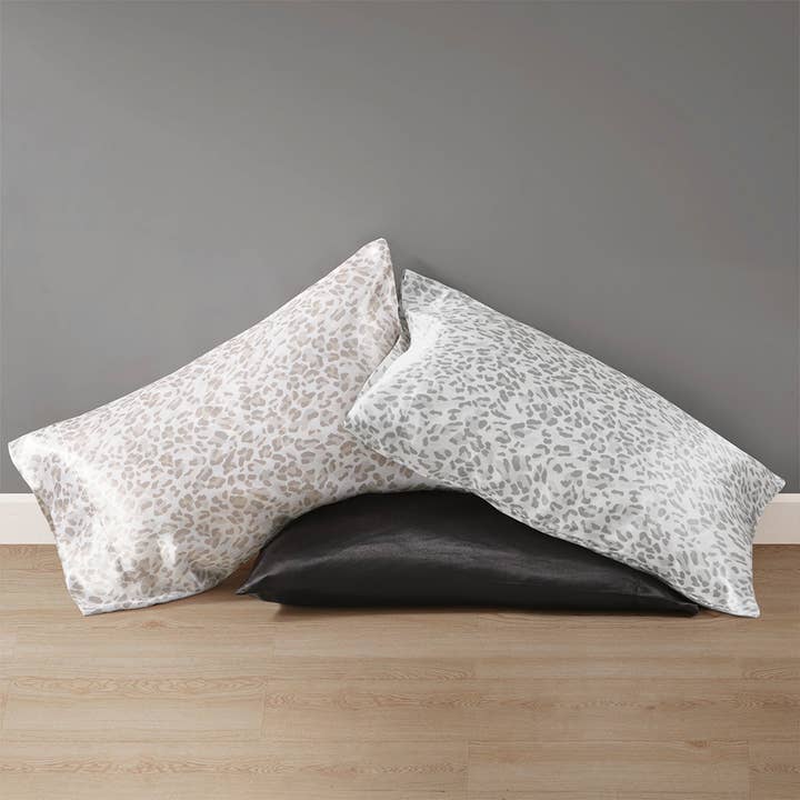 Olliix - Wholesale Bedding Pillowcase/Sham - Satin Luxury 2-Piece Pillowcases, Taupe Leopard10