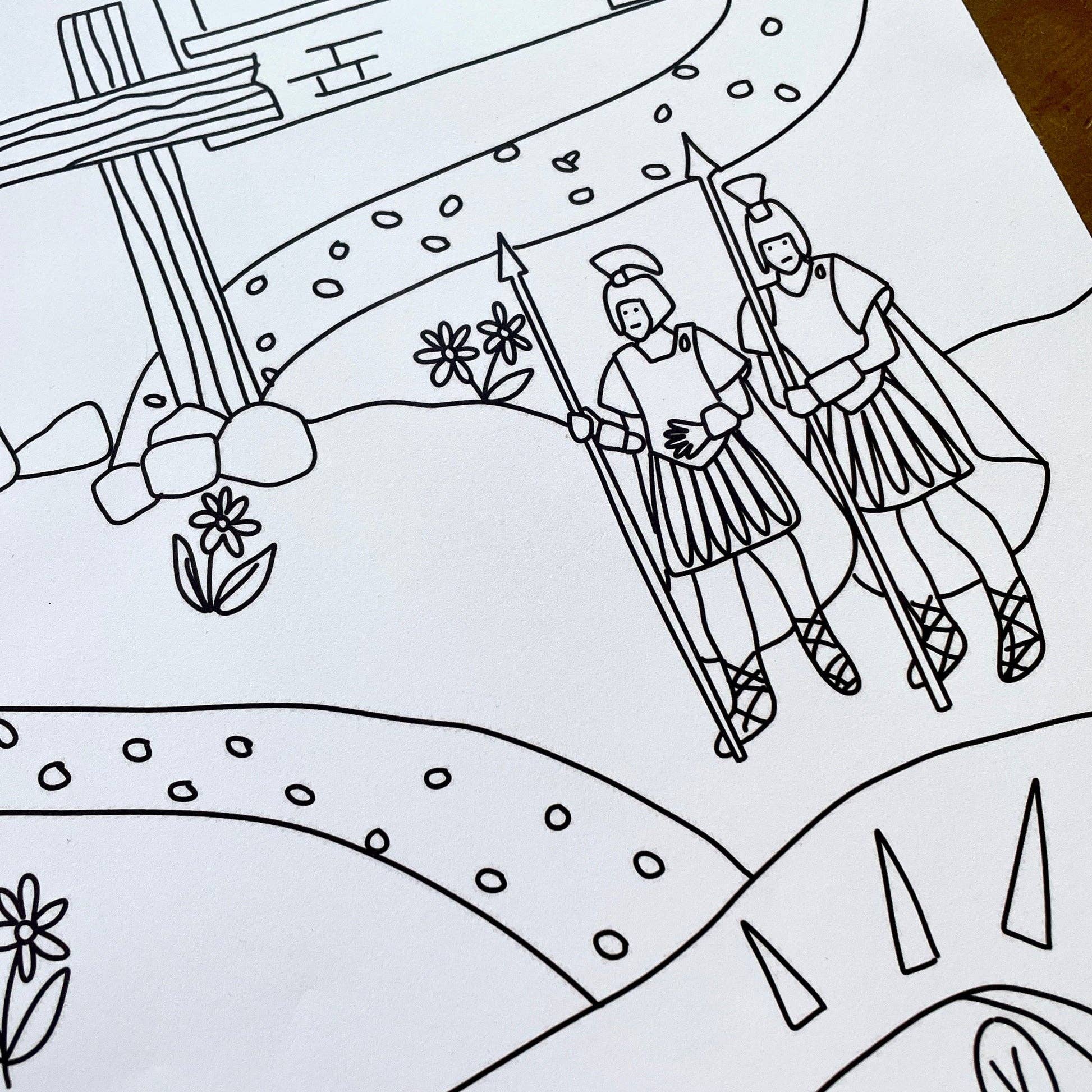 And Hope Designs - Cards, Stickers & Stationery - Wholesale Coloring Mat - Kids & Baby - Jumbo Holy Week Easter Colouring Page, Big Holiday Activity 3