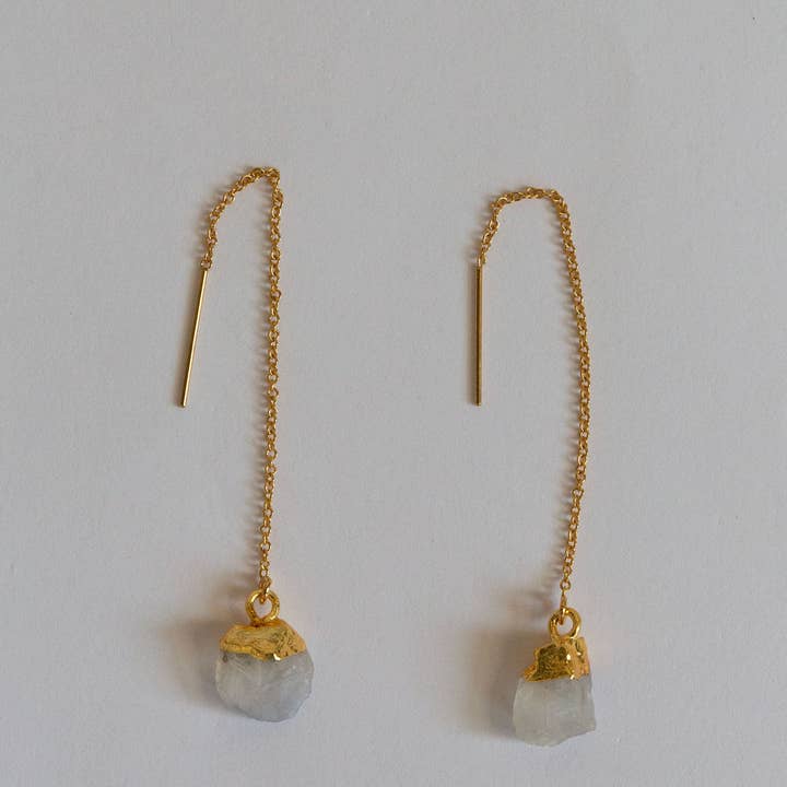 Bohemian and Bouj - Wholesale Dangle Earrings - The Sun Threaders | 14k Gold-Filled + Raw Crystals3