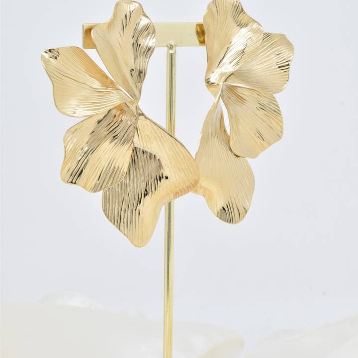 Boucles d'oreilles fleur en acier inoxydable - BO100452 pour la vente par Kapyco