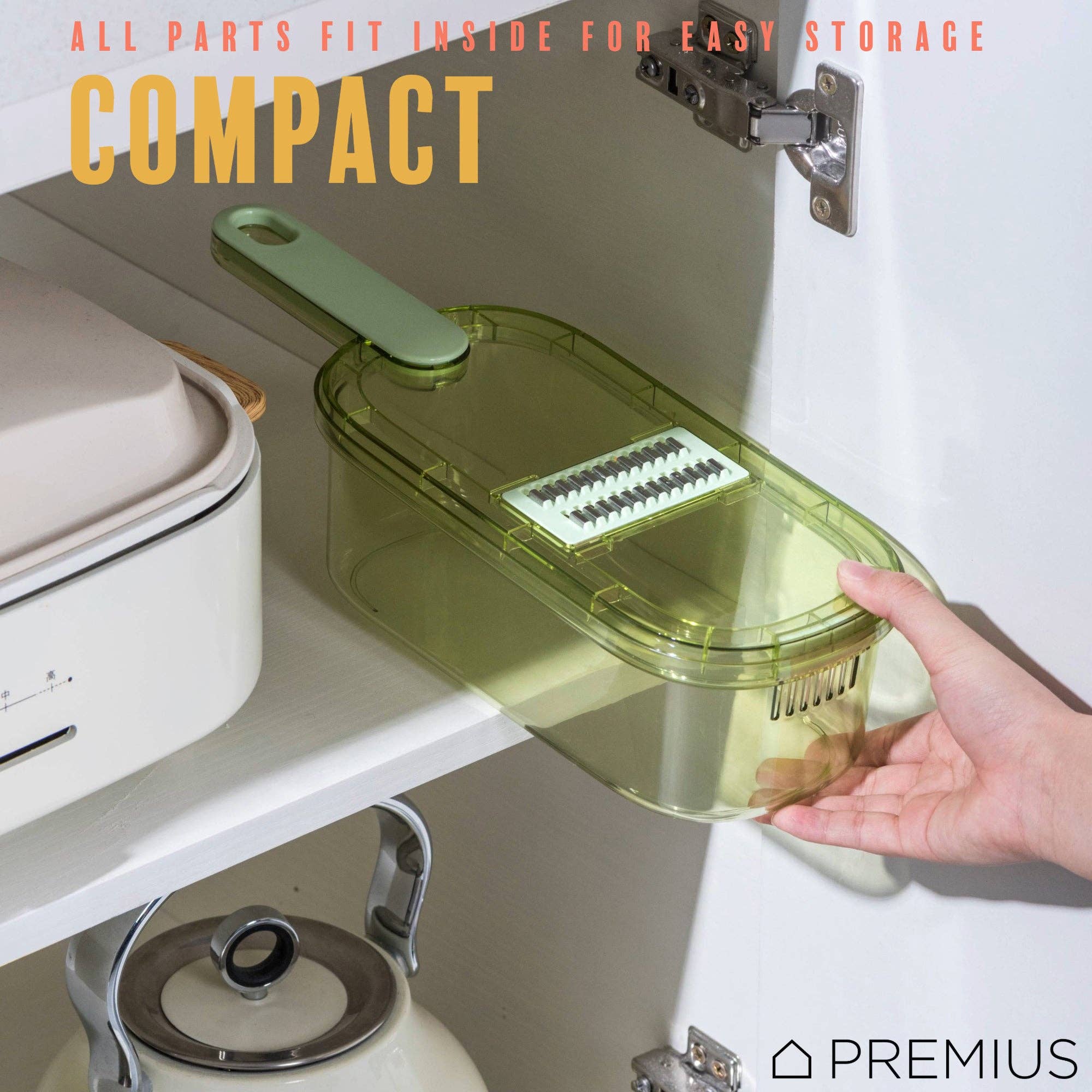 ShopBobbys – wholesale Kitchen tool/gadget – PREMIUS 6-In-1 Mandoline Slicer with Storage Bin and Handle, Green-Clear, 1.5 Quarts7