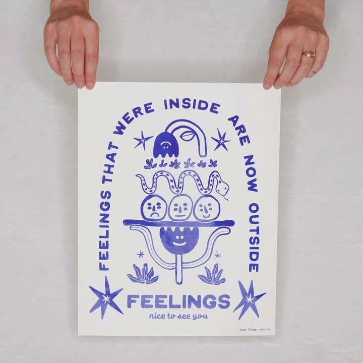Nice to See You Feelings Risograph Poster for wholesale by Loud Flower Art Co