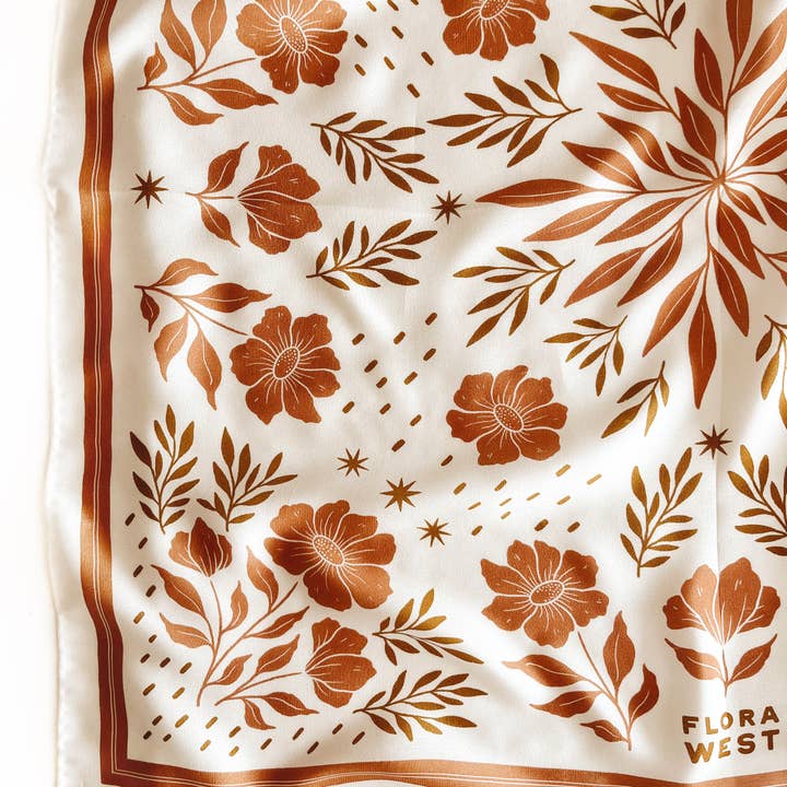 100% Silk Bandana Scarf - Desert Floral Western Earth Tones and other Purchase Wholesale solid bandanas. Free Returns & Net 60 Terms on Faire trending on Faire.