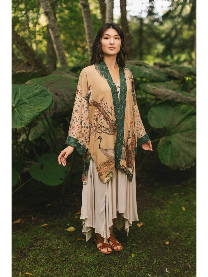 Market of Stars (USA) - Wholesale Kimono - Women's - Fable Matinée Duster Kimono w/ Deer and Moon, mid-length6