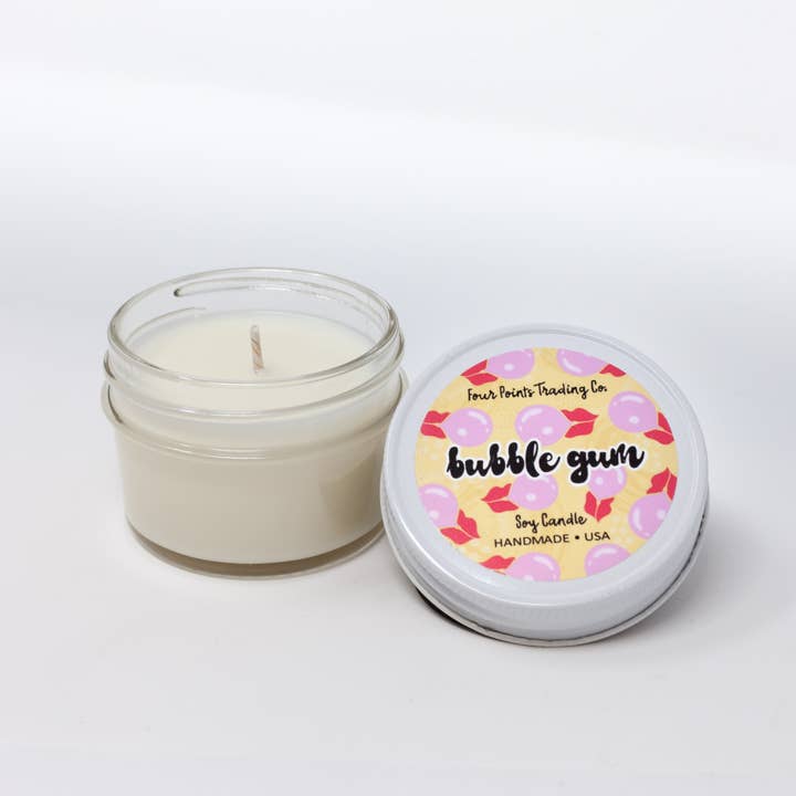 Four Points Trading Co - Wholesale Jar/filled candle - Pop Scents Bubble Gum 4 oz Soy Candle1