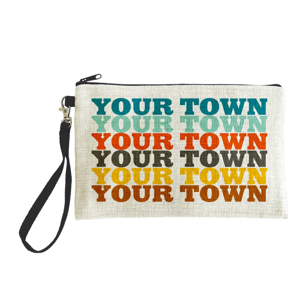 Rock Scissor Paper - Wholesale Pouch - Women's - Personalized City Zip Pouch - Supergraphics Name Drop Design8