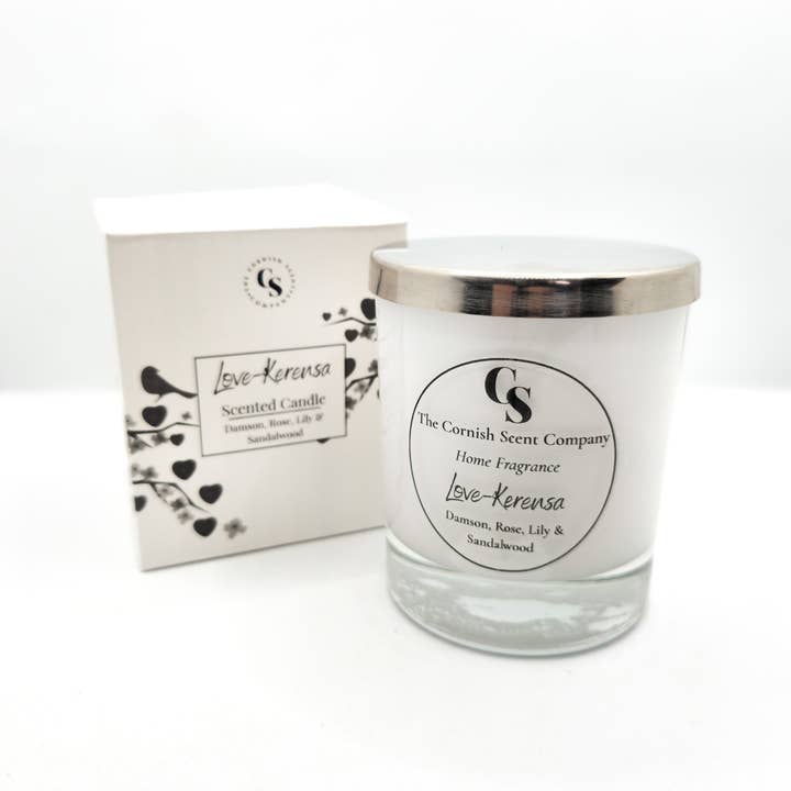 Bougie double mèche premium Amour pour la vente par The Cornish Scent Company