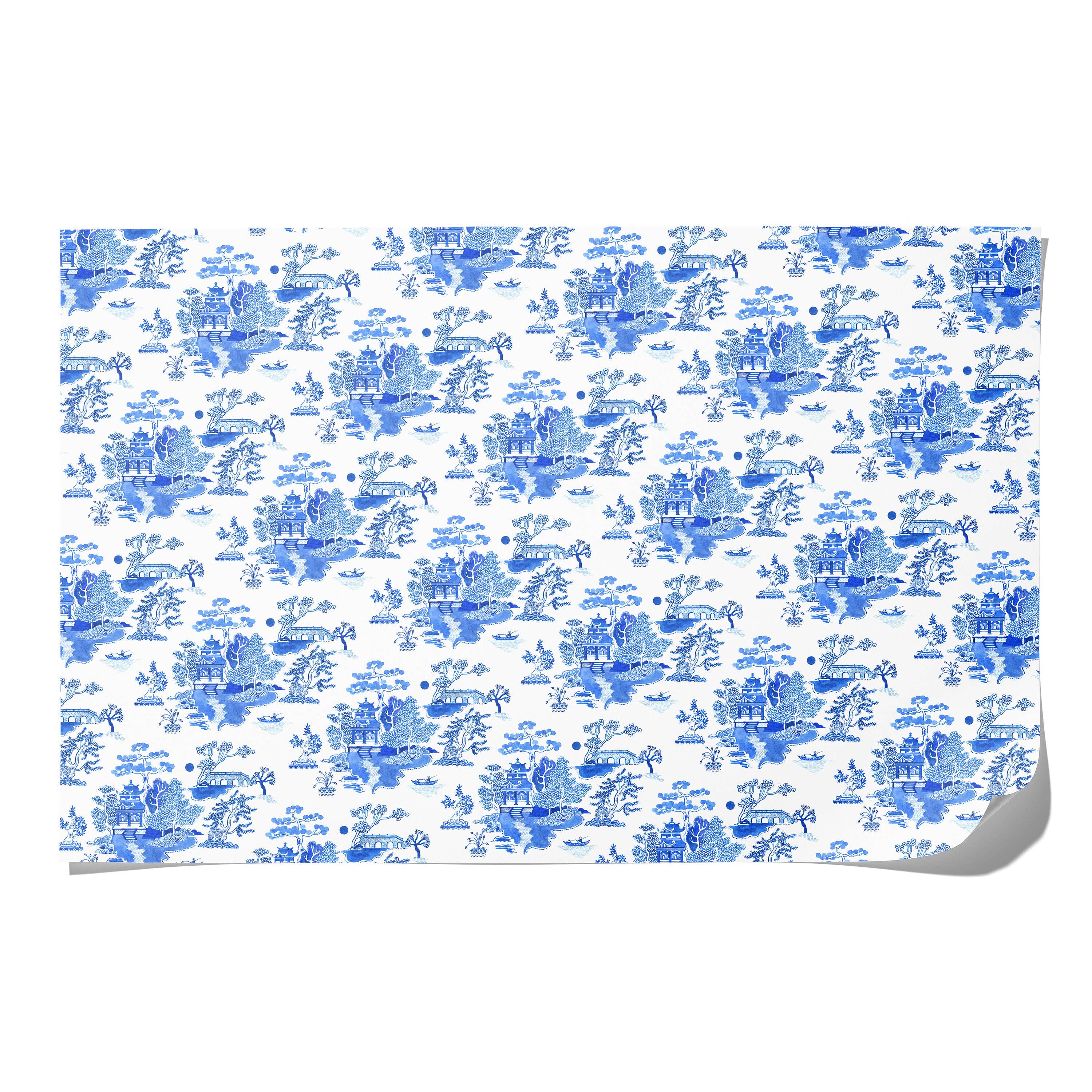Red Cap Cards - Wholesale Flat Wrap - Blue Chinoiserie wrapping paper1