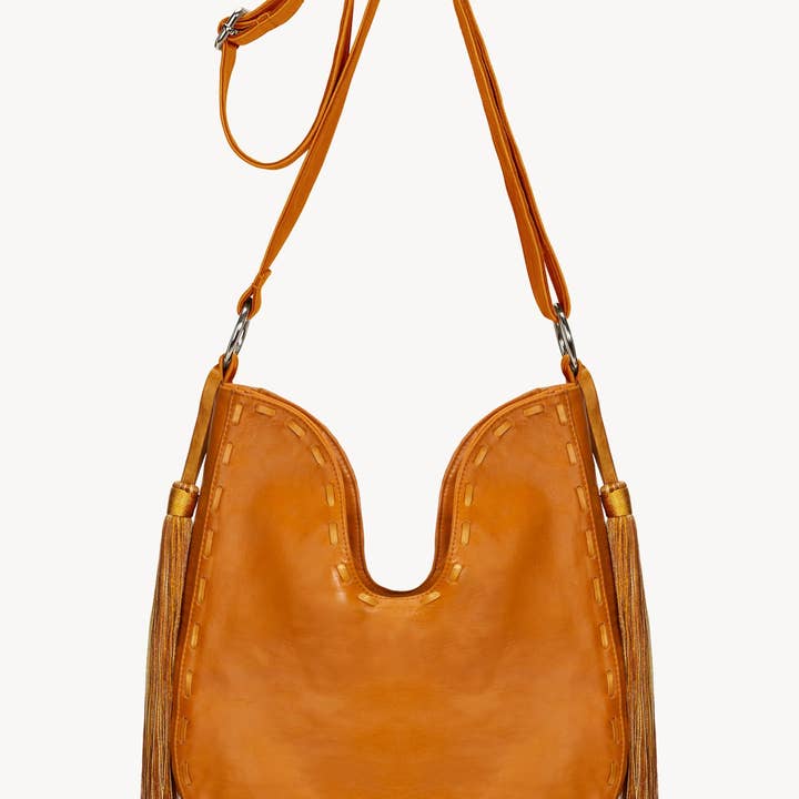 Lyrebird Tassel Bag Antique Tan/Gold for wholesale on Faire2