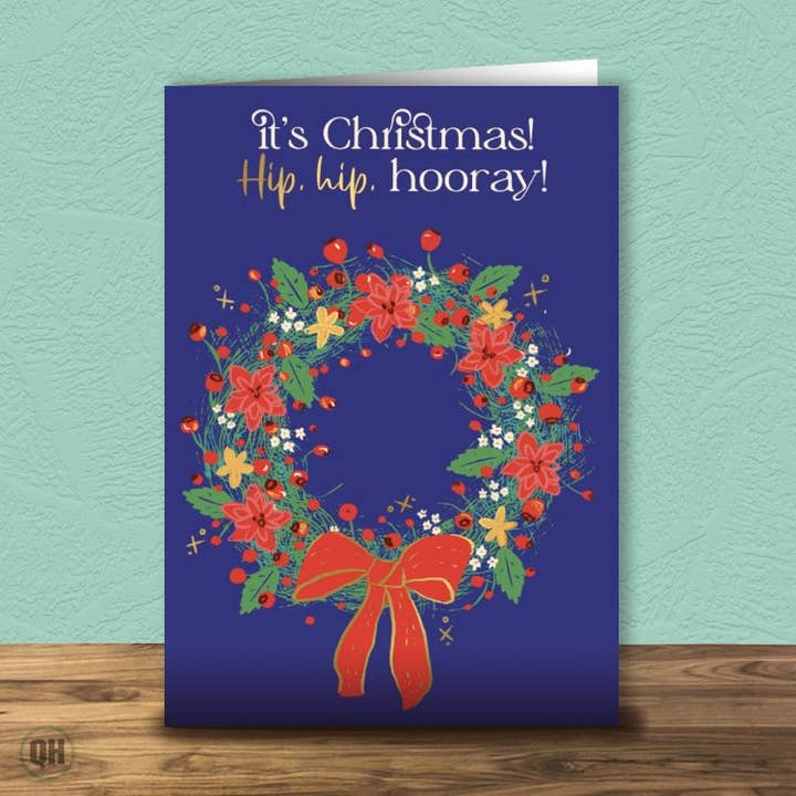 It's Christmas Hip Hip Hooray - Foiled Christmas Card for wholesale by Quitting Hollywood