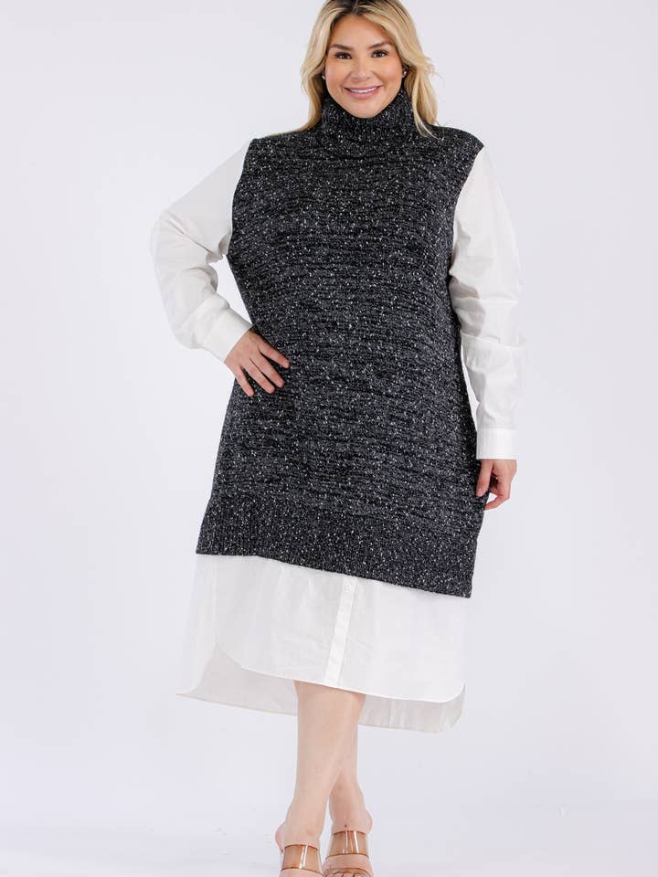 Celeste Clothing – Großhandel Kleid – Damen – ROLLKRAGEN-MIDIKLEID IN ÜBERGRÖSSE UND MISSY -CI-100834