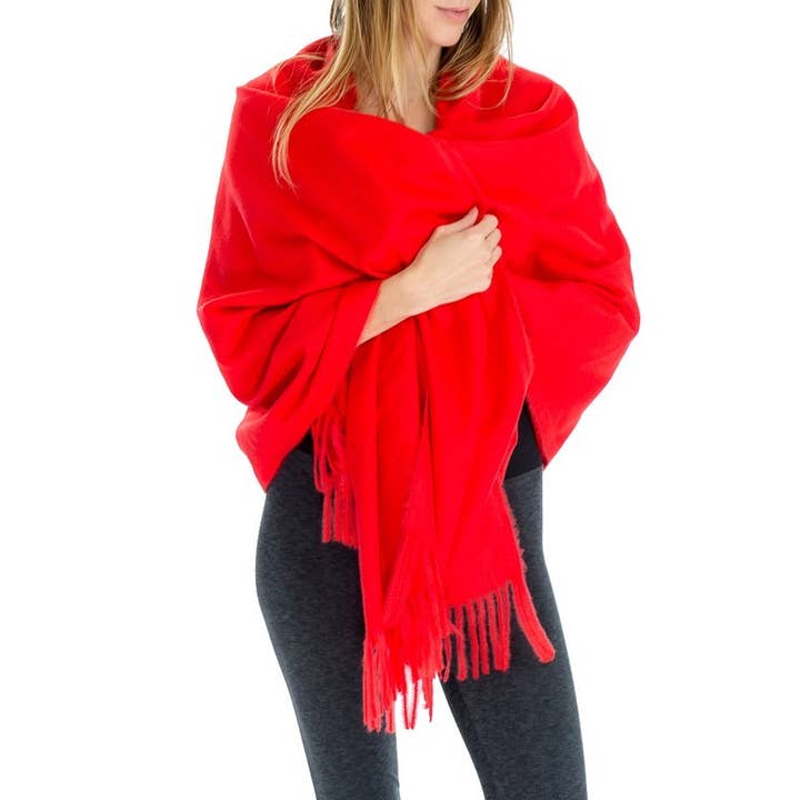 Cap Zone - Wholesale Scarf - Women's - Oversized Virgin Wool Sky Cashmere Oblong Wrap Shawl Scarf