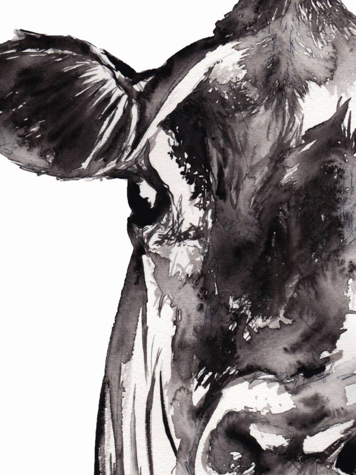 Farmhouse Cow Wall Art Print for wholesale by Kellie Cooke Art