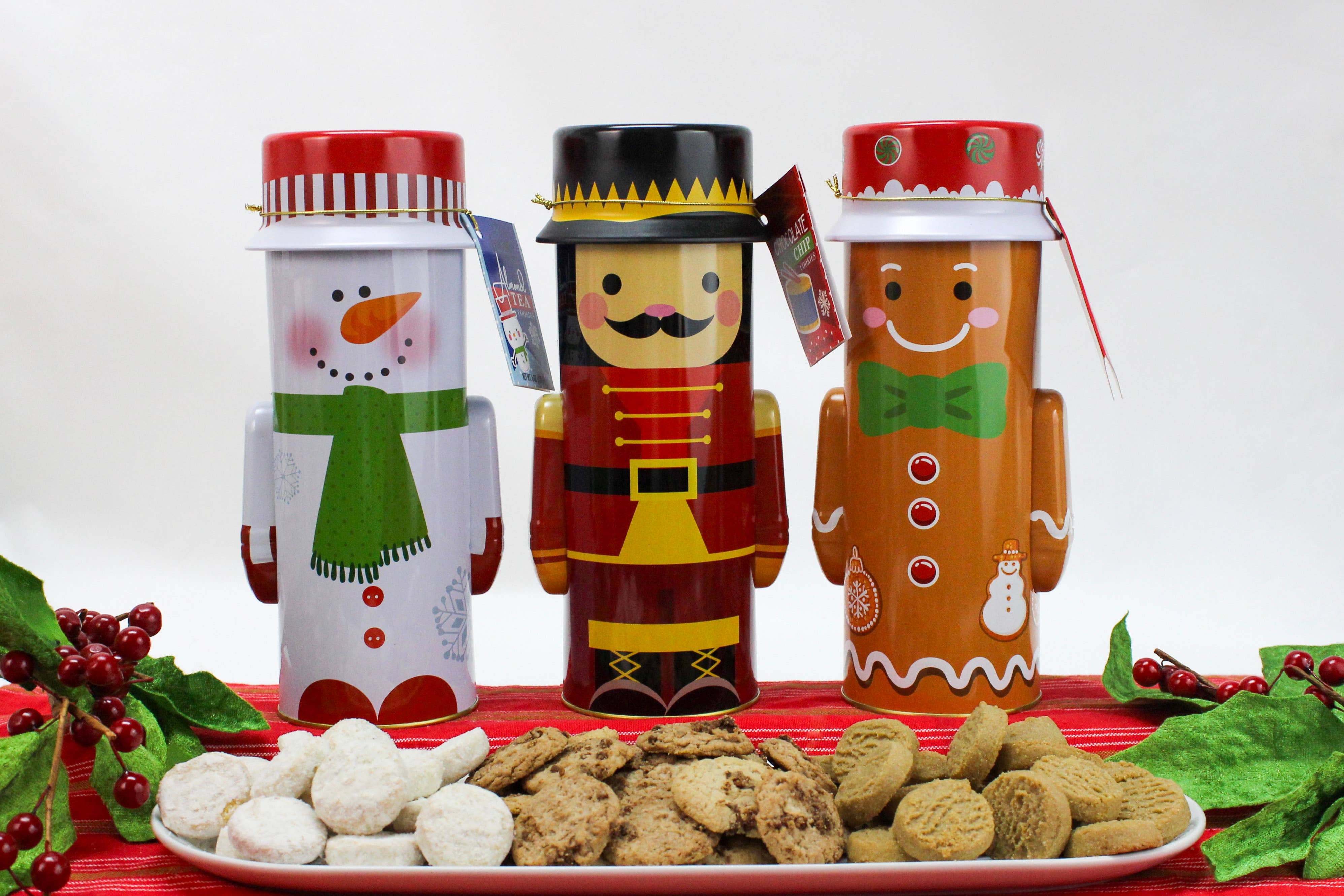 Too Good Gourmet - Wholesale Cookie - Holiday Character Tins – Nutcracker, Snowman & Gingerbread3