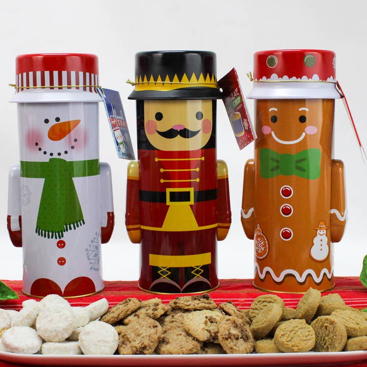 Too Good Gourmet - Wholesale Cookie - Holiday Character Tins – Nutcracker, Snowman & Gingerbread3