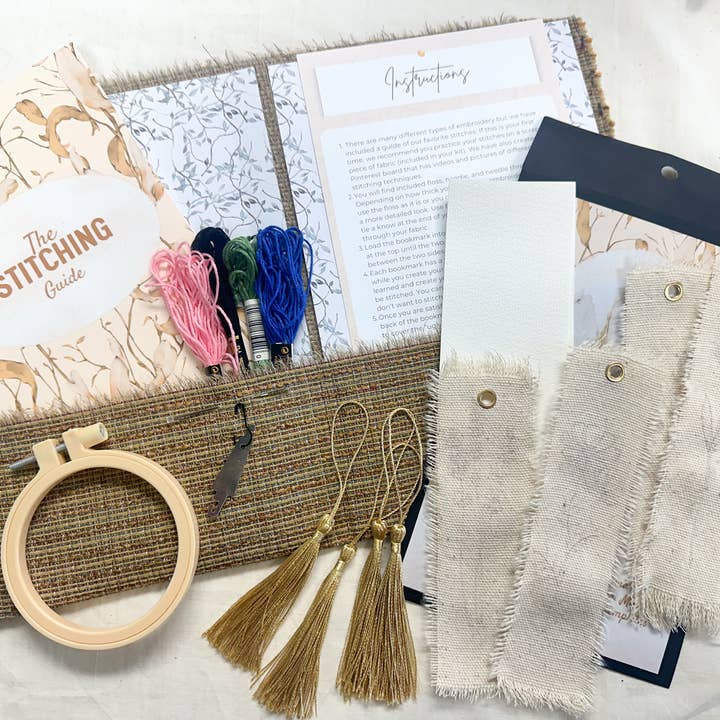 A House of Books - Wholesale Craft Sewing Kit - Embroidered Bookmark Making Kit- DIY Craft Kit