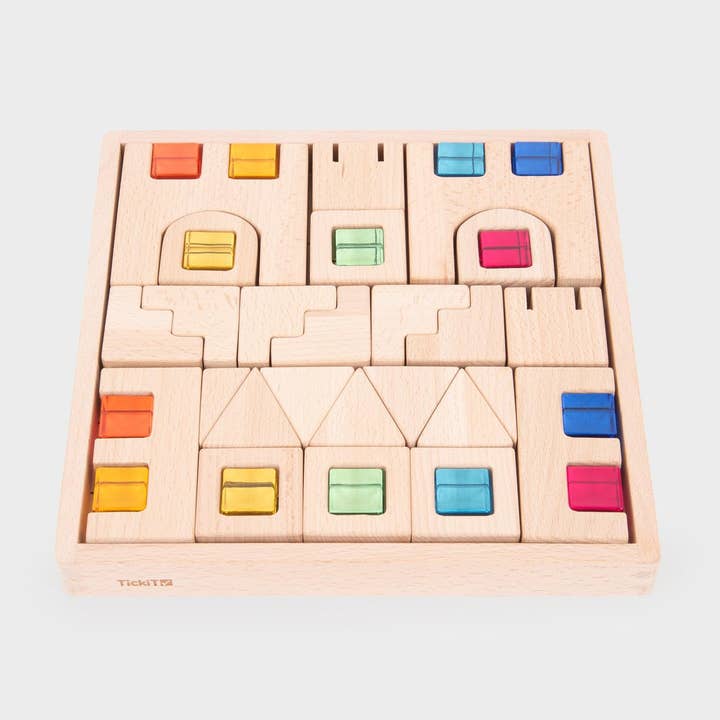 Blocs de construction en bois avec cubes gemmes colorés - Lot de 40 pour la vente par Commotion (Europe) BV