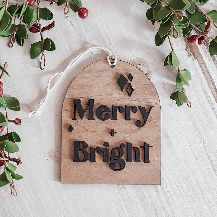 Magnolia Makers - Wholesale Ornament - Merry + Bright 3D Christmas Ornament3