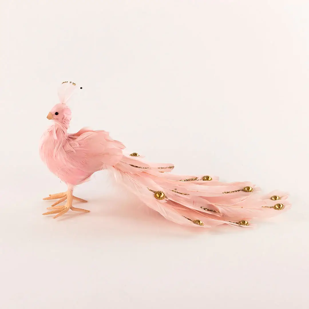 Zucker Feather Products – Engroshandel Pynt – Champagne lyserød påfuglepynt13