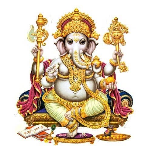 Lord Ganesh Klistermærke - 5" X 6" (10 pr. pakke) for engroshandel hos GREENROOTS USA LLC