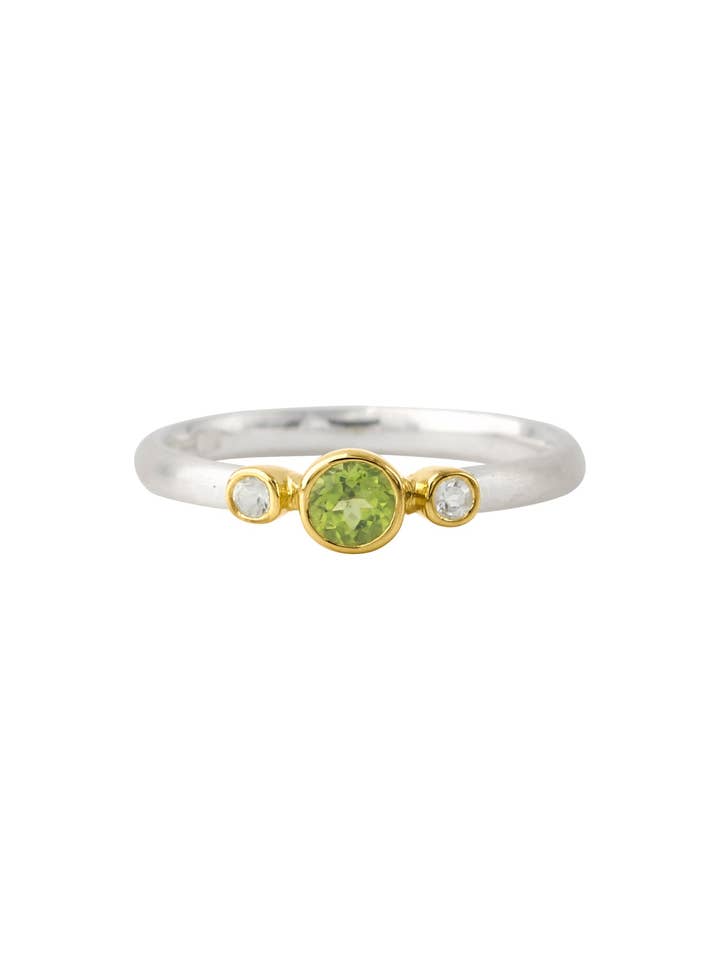 Anillo de plata, chapado en oro de 18 quilates, con peridoto y prasiolita para venta al por mayor de Campur GmbH