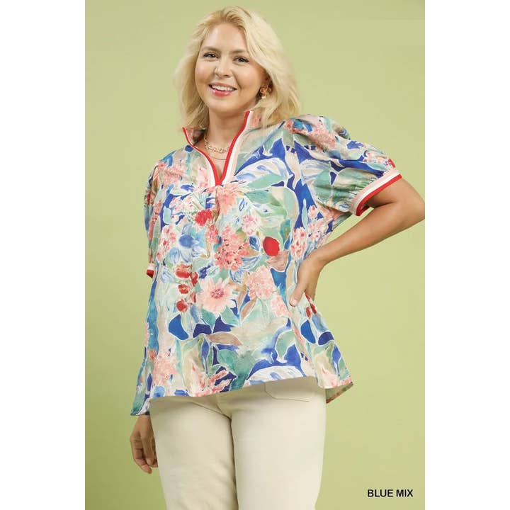 PLUS Jacquard Bloomscape Print Top für den Großhandel von STYLE USA
