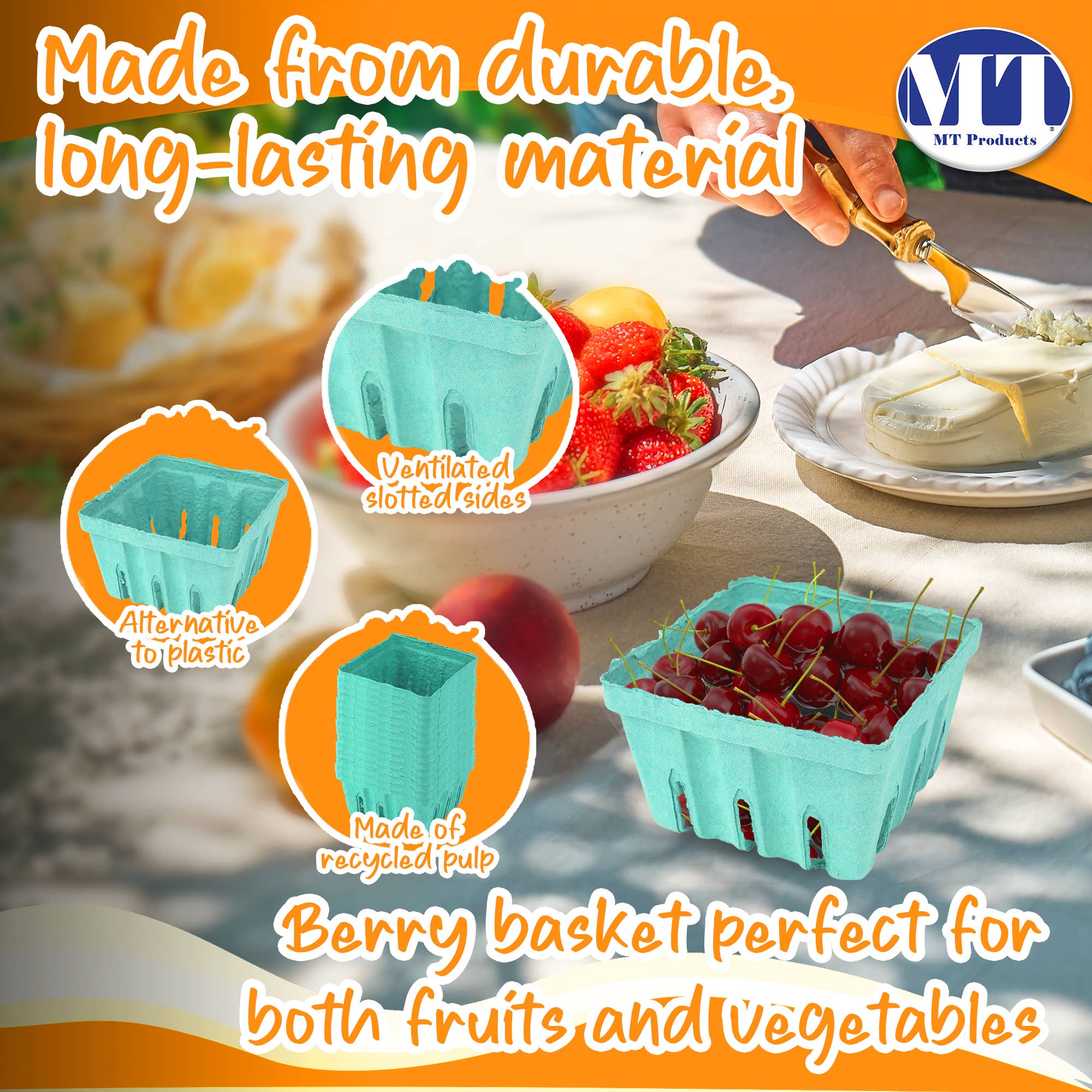 MT Products - Wholesale Fruit Basket - MT Products Green Vented Produce Berry Basket6