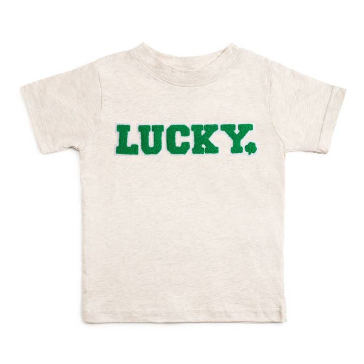 Lucky Varsity Patch St. Patrick's Day Short Sleeve T-Shirt for wholesale by Sweet Wink
