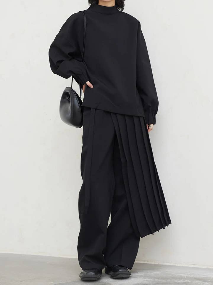 Simple Moderne - Wholesale Top & Pant Set (NOT Loungewear) - Women's - Gothic Style Black Set1