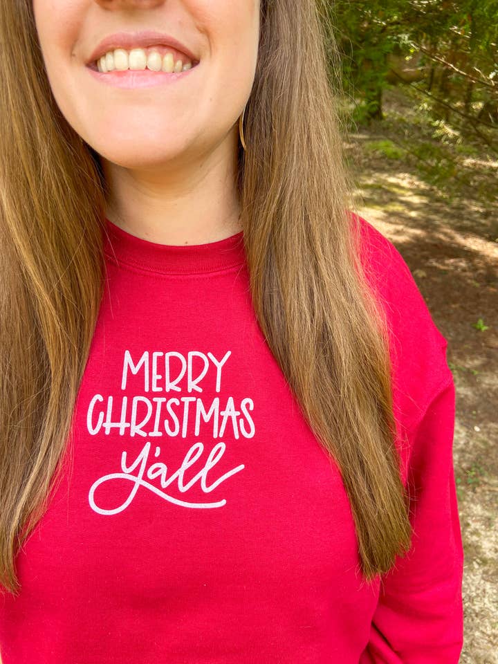 Merry Christmas Y'all Sweatshirt for wholesale by The Levy Girls