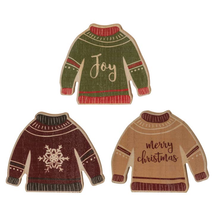 Col House Designs - Wholesale Christmas Decoration - Christmas Sweater Chunky Sitter, 3 Assorted