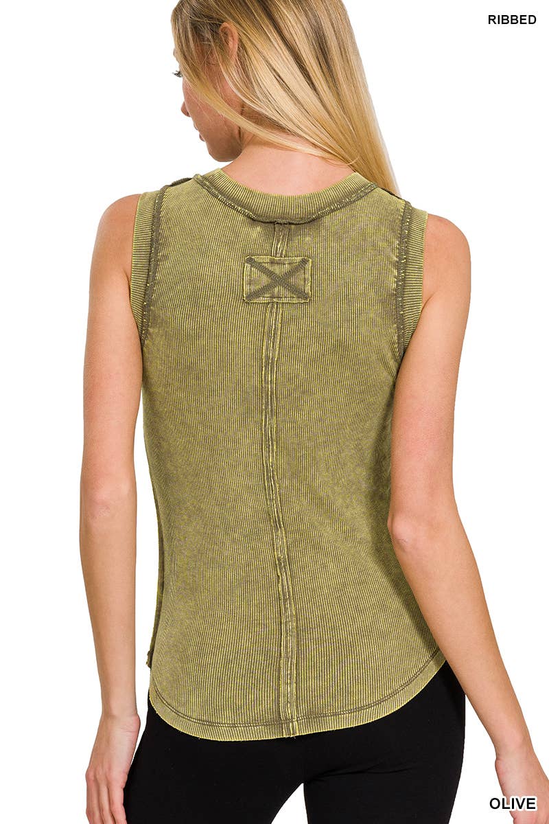 MOKA Débardeur côtelé délavé à col rond en vente sur Faire2