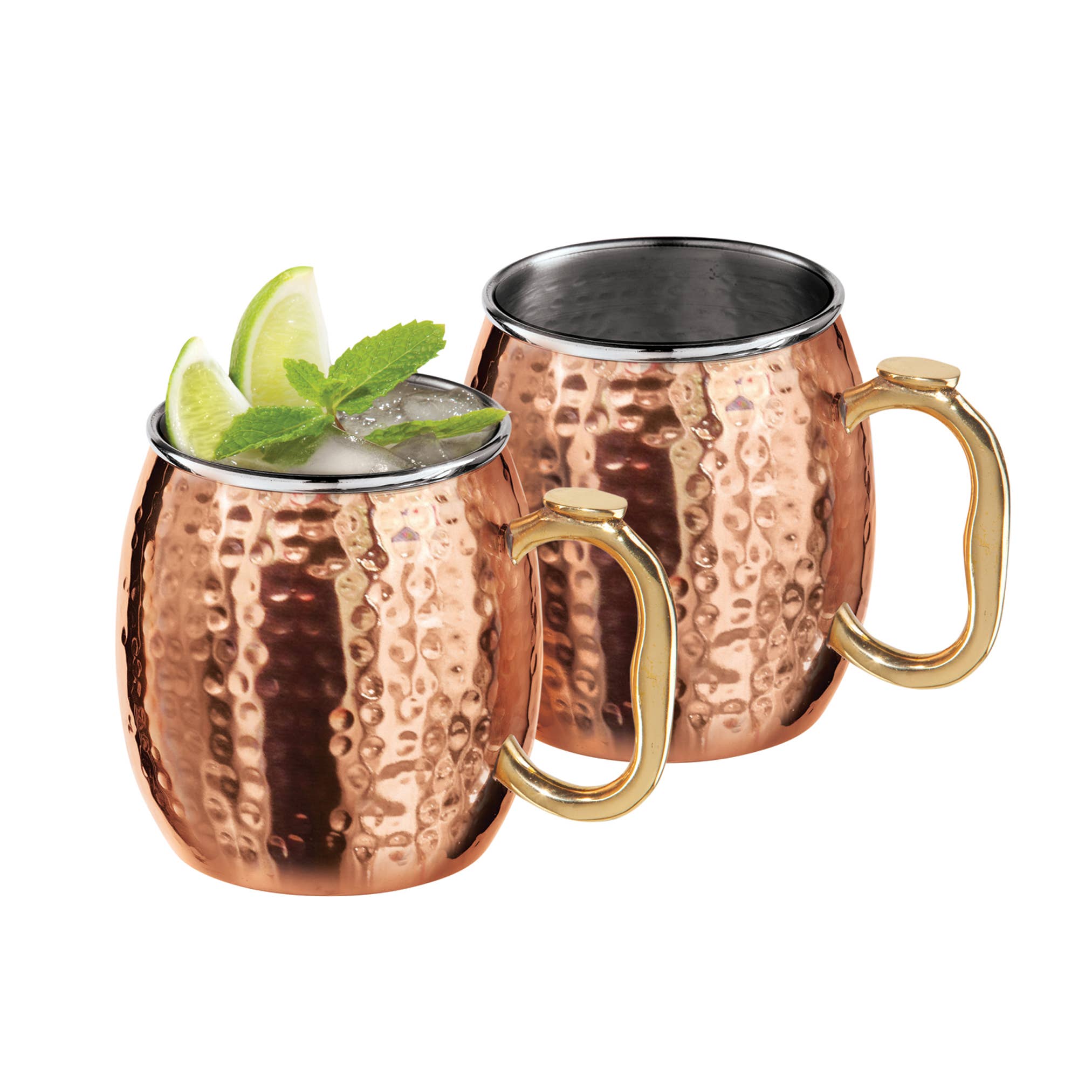 Oggi - Wholesale Cocktail/Liquor Glass - Moscow Mule Mugs - Set of 2 Hammered (530 ml, 18 oz)0