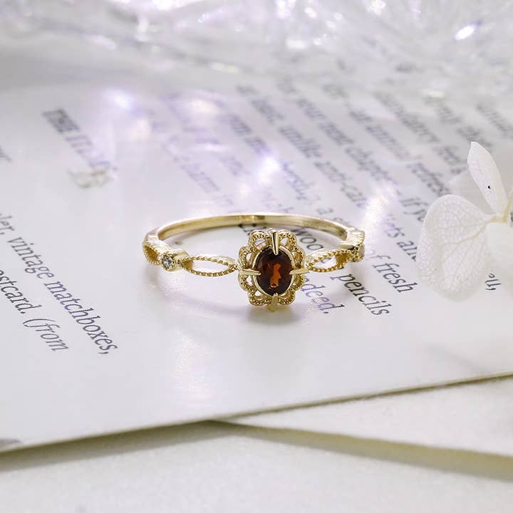 Gioiellin - S925 Silver Jewelry - Wholesale Pendant/Charm Necklace - 925 Sterling Silver Natural Garnet Hollow Lace Ring Necklace2