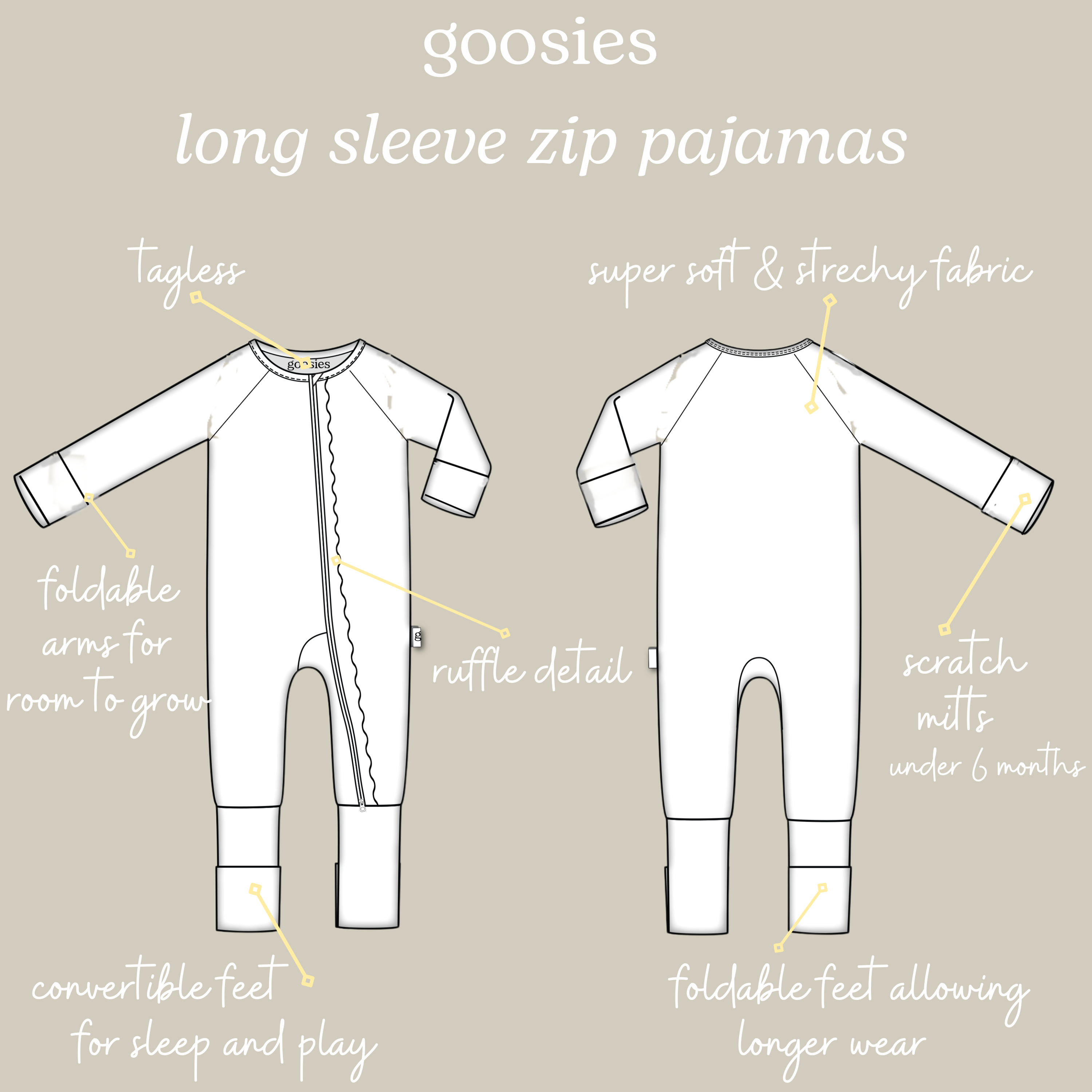 Goosies - Wholesale Sleepsuit - Baby - Magnolias - Zip Convertible Pajamas 2