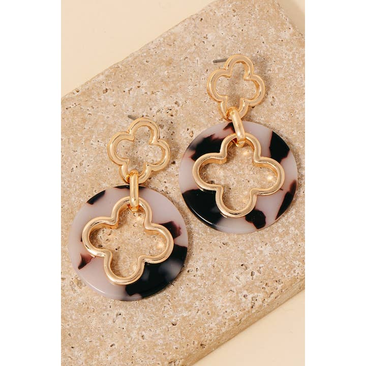 Anarchy Street - Wholesale Dangle Earrings - Acetate Disc Double Clover Dangle Earrings