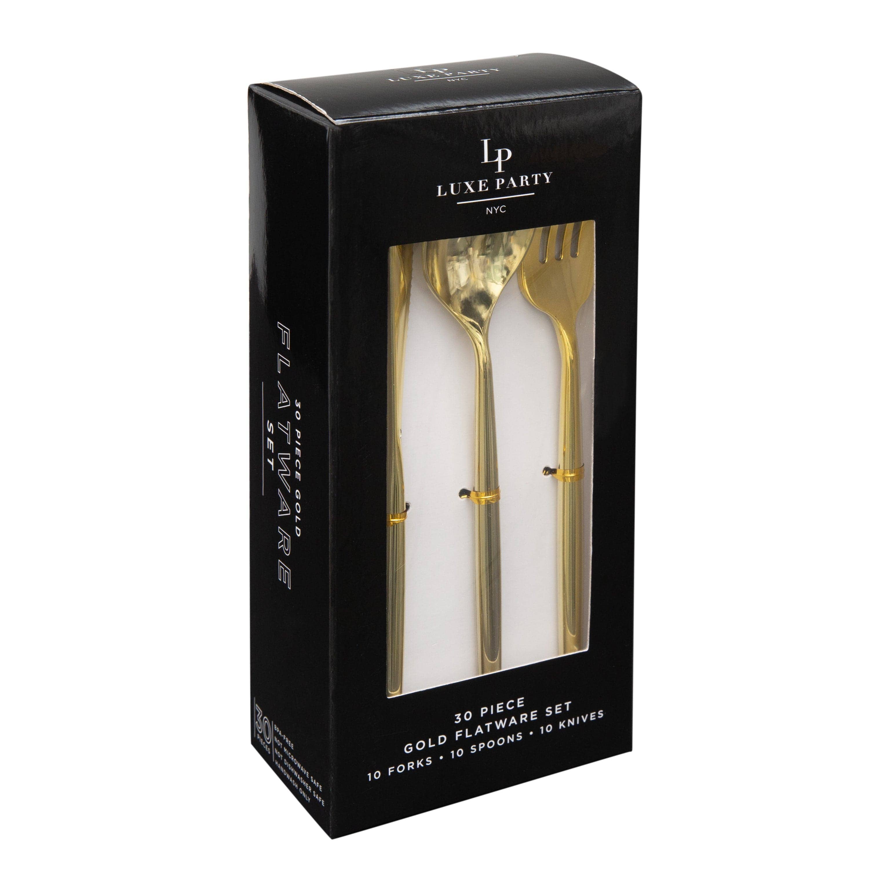 Luxe Party - Wholesale Assorted Cutlery Set - Matrix Gold Plastic Cutlery Set | 30 Pieces1