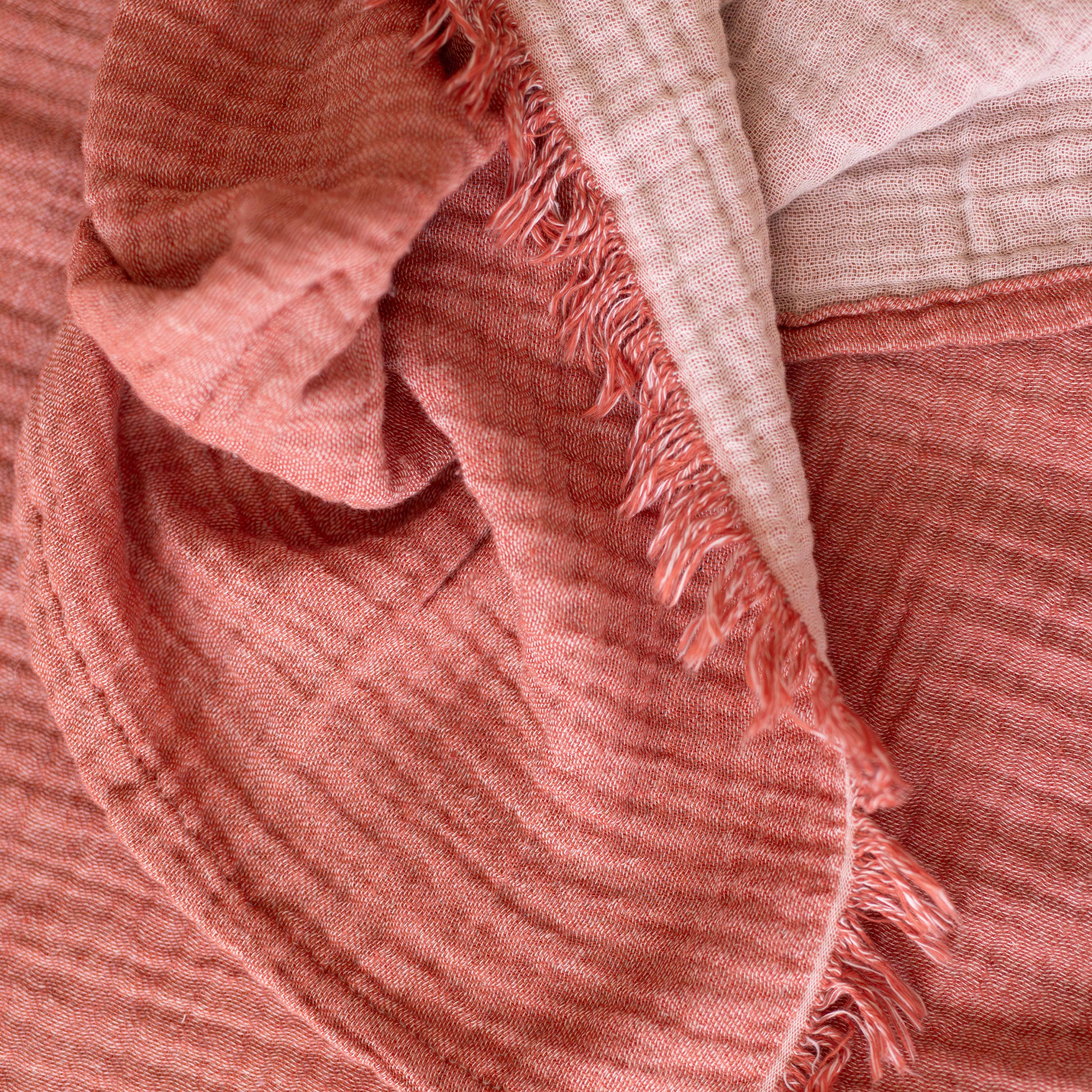 Vivamaison - Vente Plaids - Couvre-lit en mousseline frangé 100 % coton doux, 4 couches premium124