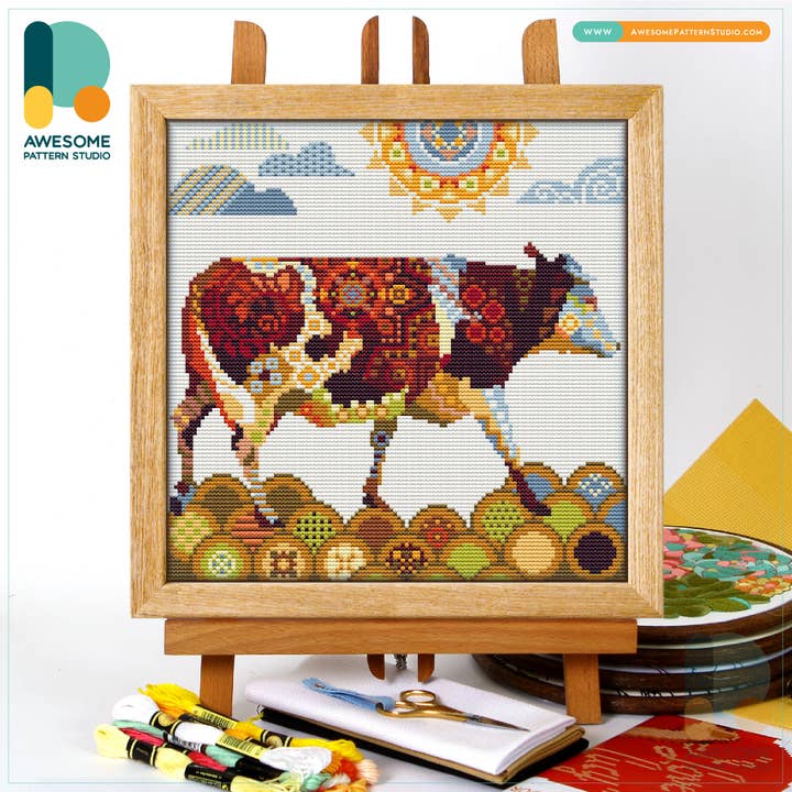 CS1160-1 Kruissteekset met koe, geteld voor wholesale door Awesome Pattern Studio