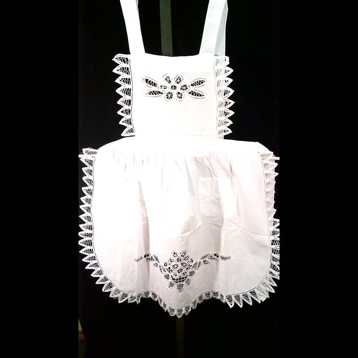 Battenburg Lace Apron Victorian Decorative Style for wholesale by Eastern Sunrise Lace And Linens Inc.