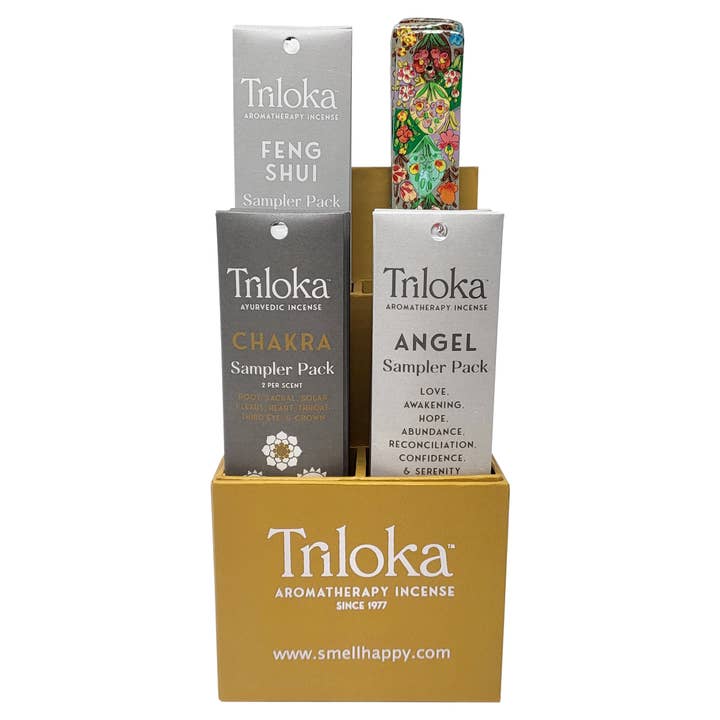 Triloka Assorted Incense - Prepack with 4-Slot Display for wholesale by Triloka