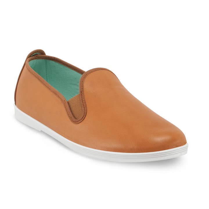 Mens Tan Madrid Slip on Plimsoll for wholesale by Flossy Shoes