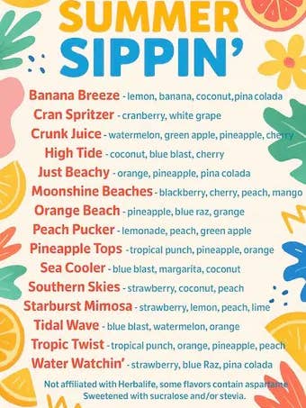 Summer Sippin' Themed Loaded Tea Packets-15 pack for wholesale by TotallyTea